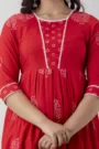  GL Fashion Women Cotton Red Printed Anarkali Kurti with Pant Sets