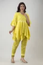 GL Fashion Women Cotton Yellow Printed Anarkali Kurti with Pant Sets