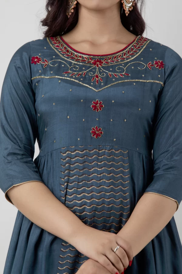 GL Fashion Women Santoon Handwork Printed Kurta (Blue)