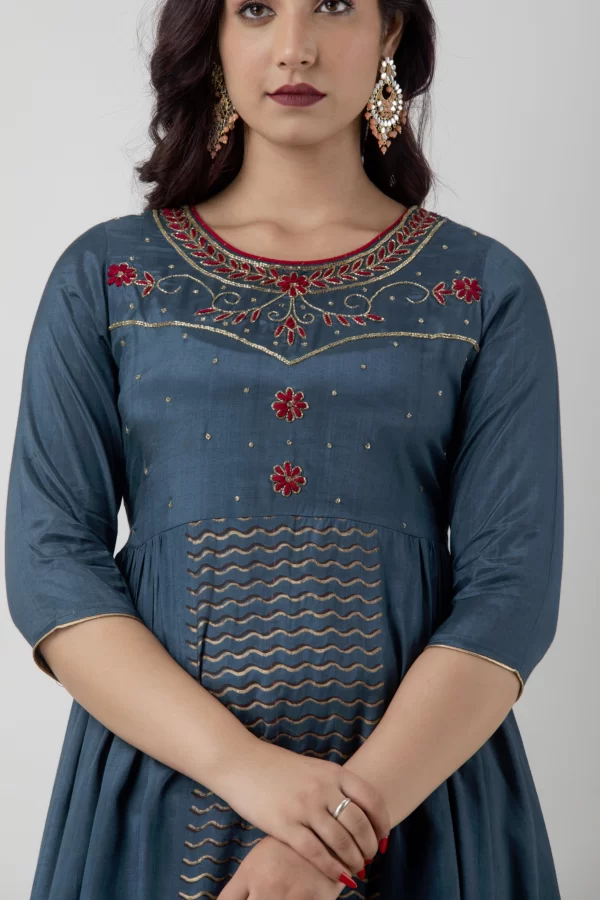 GL Fashion Women Santoon Handwork Printed Kurta (Blue)