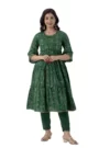 GL Fashion Women Cotton Green Printed Anarkali Kurti with Pant and Kurta Sets