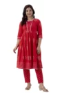  GL Fashion Women Cotton Red Printed Anarkali Kurti with Pant Sets