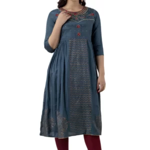 GL Fashion Women Santoon Handwork Printed Kurta (Blue)