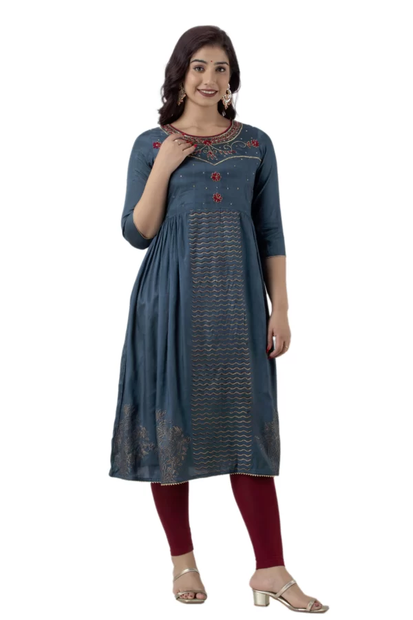 GL Fashion Women Santoon Handwork Printed Kurta (Blue)