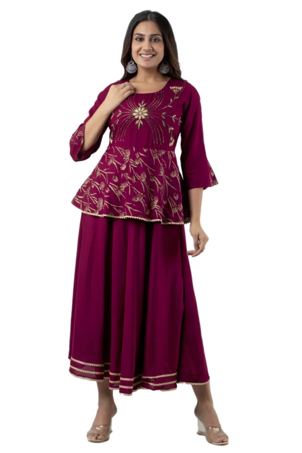 GL Fashion Rayon Red Handwork Kurti