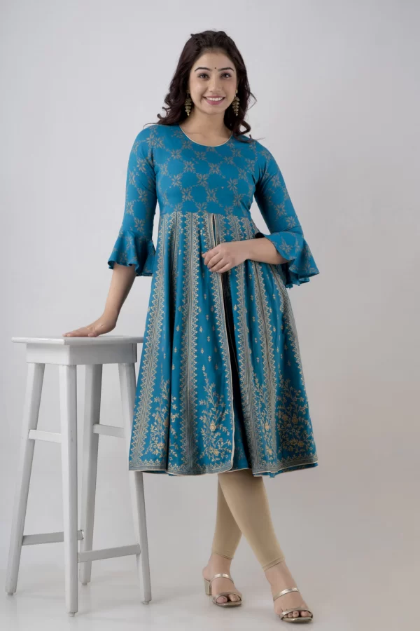 GL Fashion Women Printed Anarkali Kurta (Blue)