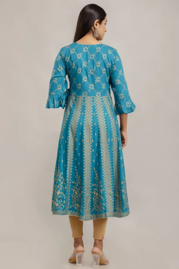 GL Fashion Blue Color Anarkali Printed Rayon Gown…