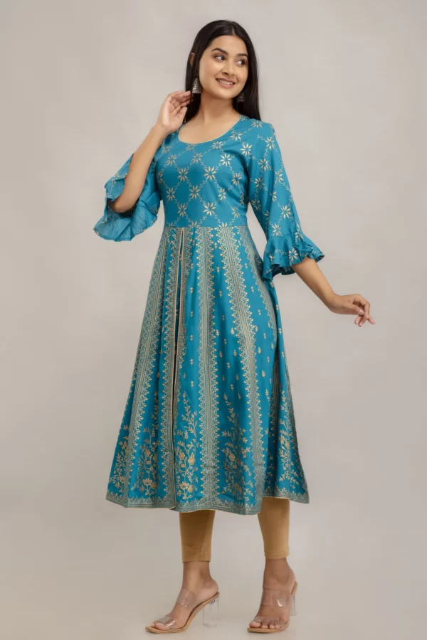 GL Fashion Blue Color Anarkali Printed Rayon Gown…