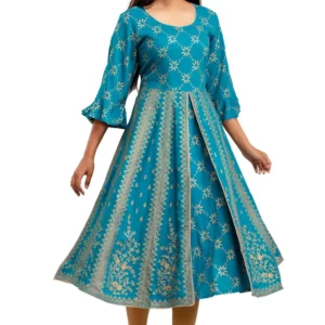 GL Fashion Blue Color Anarkali Printed Rayon Gown…